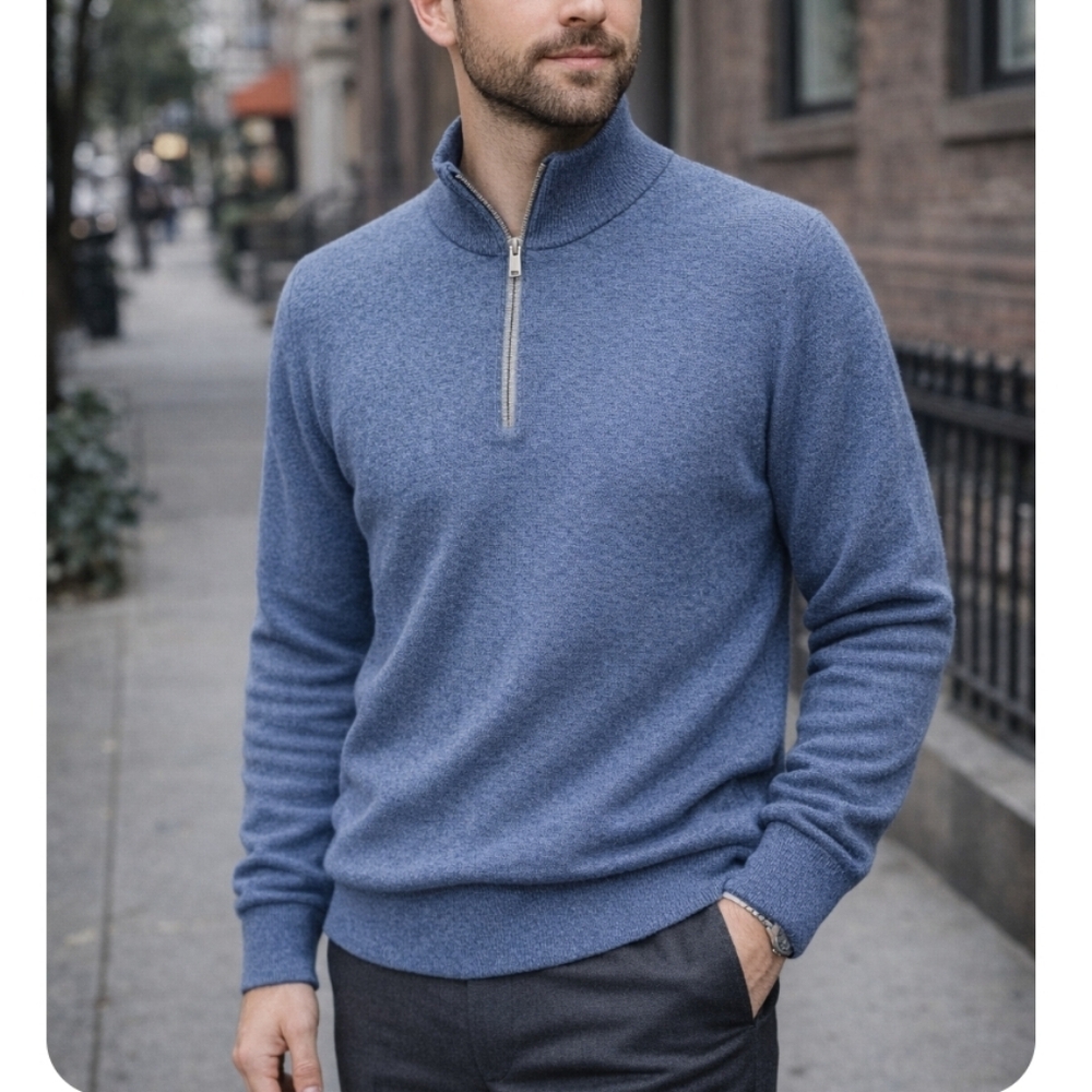 Peter Millar Merino Wool & Cashmere Quarter Zip Sweater Like New Mens Xl